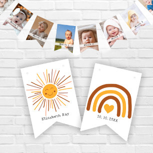 Personalized Boho First Birthday Monthly Photo Bunting Flags
