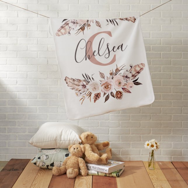 Personalized BOHO Floral Baby Blanket (In Situ)