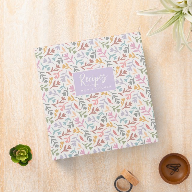 Personalized Boho Floral Custom Recipe Organizer 3 Ring Binder (In Situ)