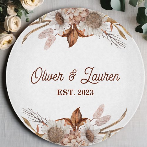 Personalized Boho Floral Cutting Board