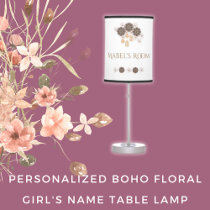 Personalized Boho Floral Girl's Name  Table Lamp