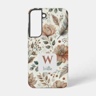 Personalized Boho Floral Monogram and Name Samsung Galaxy S22 Case