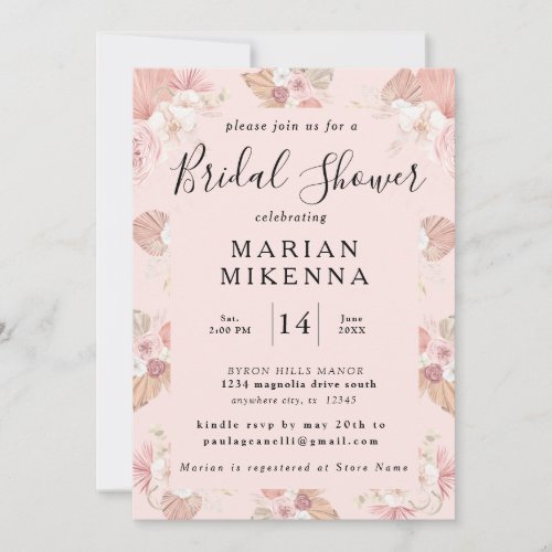 Personalized Boho Floral Romance Bridal Shower Invitation