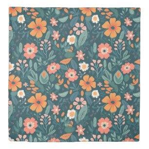 Personalized Boho Floral Wildflower  Duvet Cover