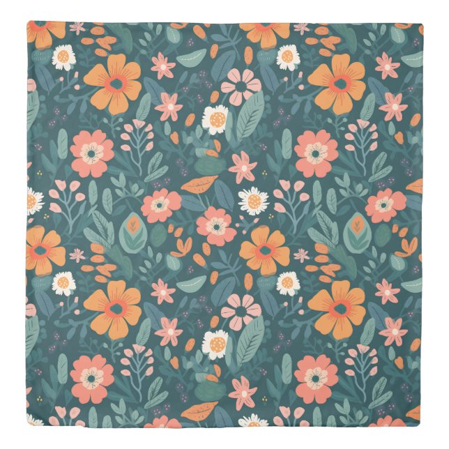 Personalized Boho Floral Wildflower  Duvet Cover (Front)