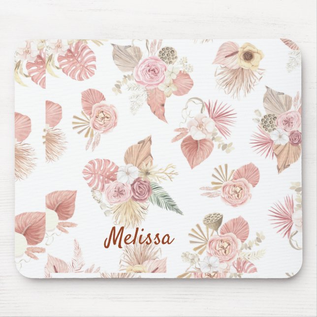 Personalized Boho Florals Mouse Pad (Front)