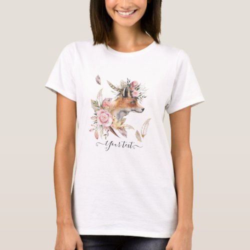 PERSONALIZED Boho Fox Feathers Commemorative Gift T_Shirt