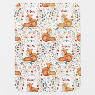 Personalized Boho fox kids Baby Blanket