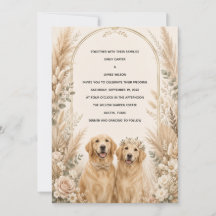 Personalized Boho Golden Retriever Wedding Invitat