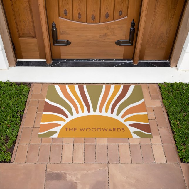 Personalized Boho Golden Sunrise Doormat (Outdoor)