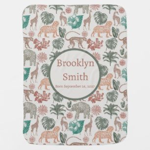 Personalized Boho Jungle Safari  Baby Blanket