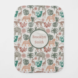Personalized Boho Jungle Safari Baby Burp Cloth