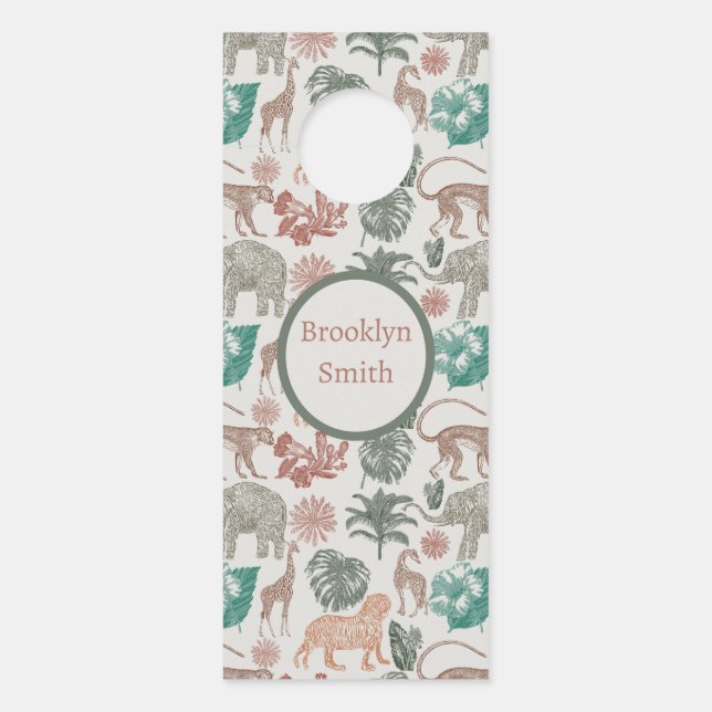 Personalized Boho Jungle Safari  Door Hanger (Front)