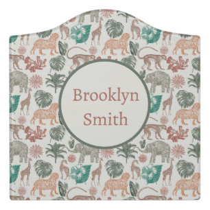 Personalized Boho Jungle Safari  Door Sign