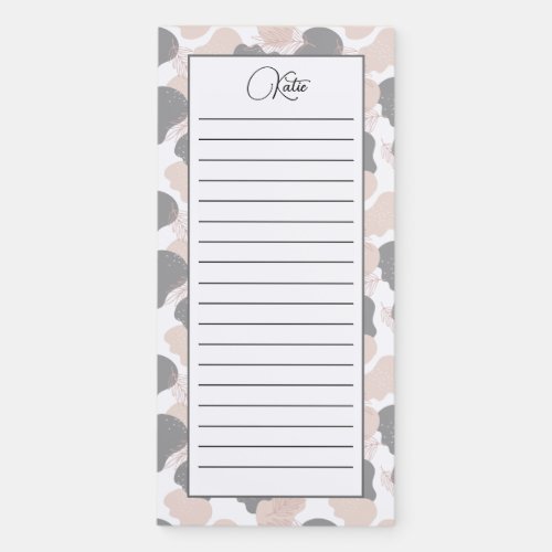Personalized Boho Leaves Plants Lined  Magnetic Notepad