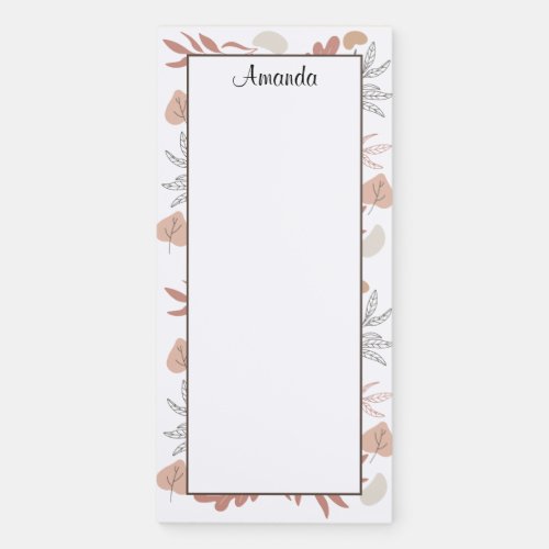 Personalized Boho Leaves Plants Magnetic Notepad