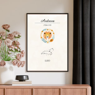 Personalized Boho Leo Zodiac Constellation Poster