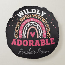 Personalized Boho Leopard Rainbow Nursery Round