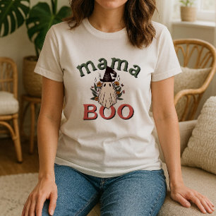 Personalized Boho Mama Boo Cute Ghost Halloween T-Shirt