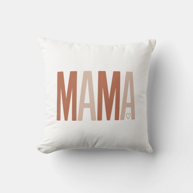 Personalized Boho MAMA Earth Tone Mother's Day  Throw Pillow (Front)