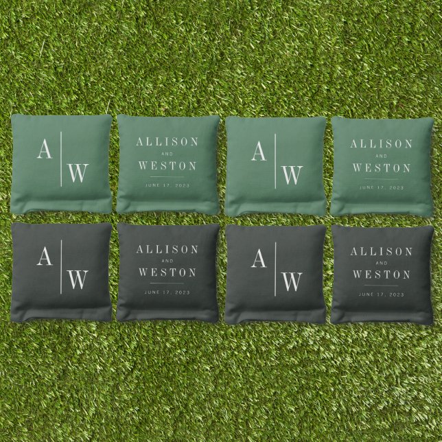 Personalized Boho Minimalist Wedding Cornhole Bags (Set)