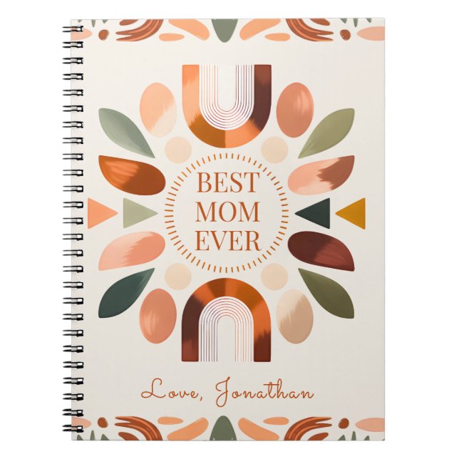 Personalized Boho Mom Notebook Journal Gift (Front)