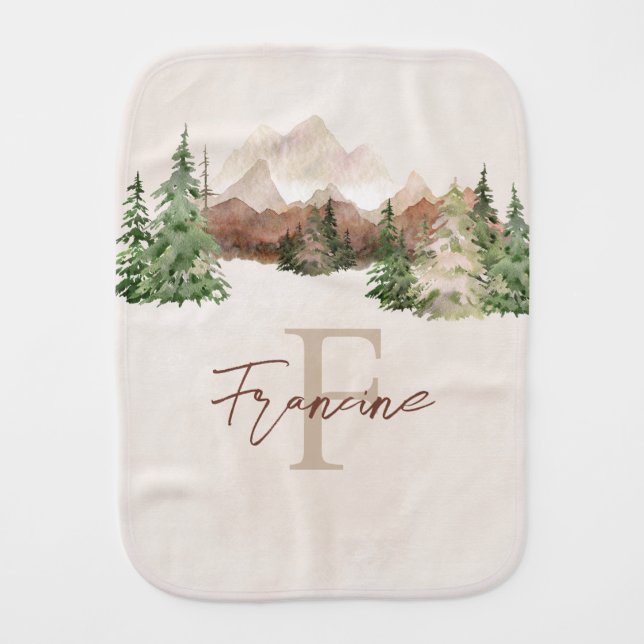 Personalized BOHO Mountain Burp Cloth (Front)