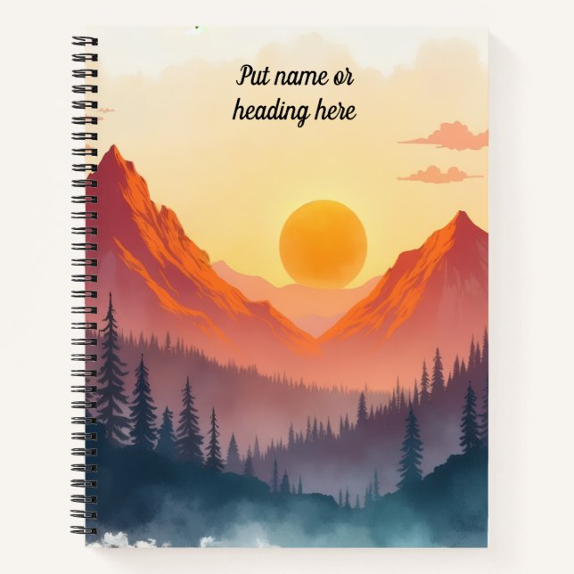 Personalized Boho Mountain Sunset 2 Notebook (Front)