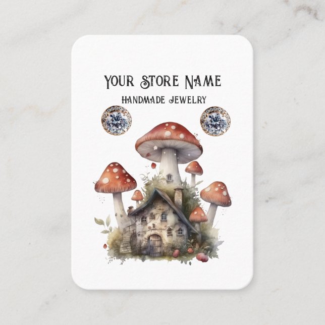 Personalized Boho Mushroom Jewelry Display   Business Card (Front)