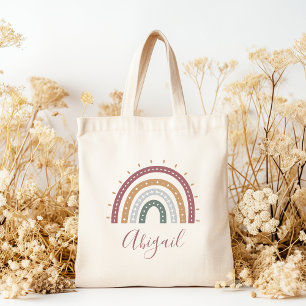 Personalized Boho Muted Earth Tones Tote Bag