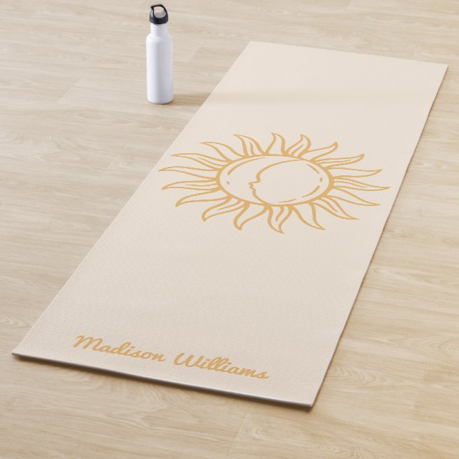  Personalized Boho Mystical Yellow Sun and Moon  Yoga Mat (In Situ)