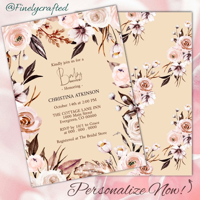 Personalized Boho Nature Wildflower Baby Shower  Invitation (Creator Uploaded)