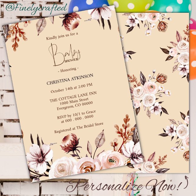 Personalized Boho Nature Wildflower Baby Shower  Invitation (Creator Uploaded)