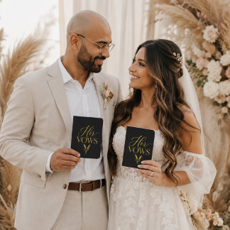 Personalized Boho Neutral Real Foil Vow Books