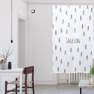 Personalized Boho Nursery Curtains Black and White