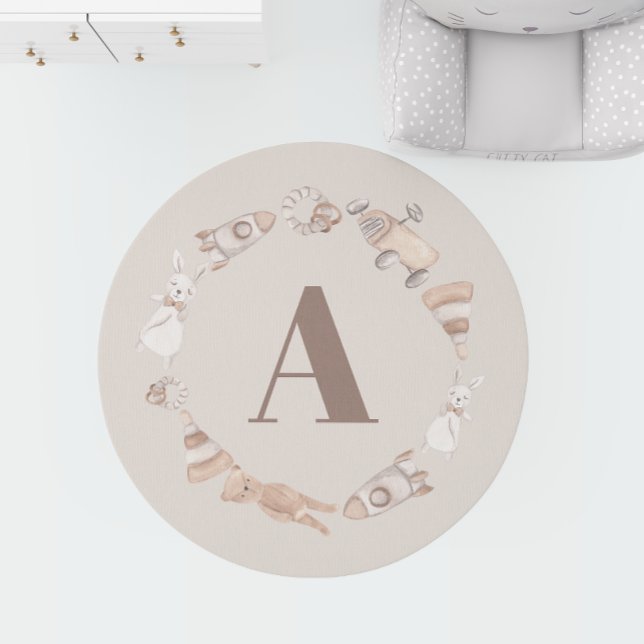 Personalized Boho Nursery Rug Custom Initial (Creator Uploaded)
