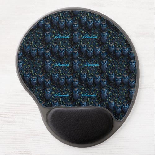 Personalized Boho Owl lover Beautiful Design Blue  Gel Mouse Pad