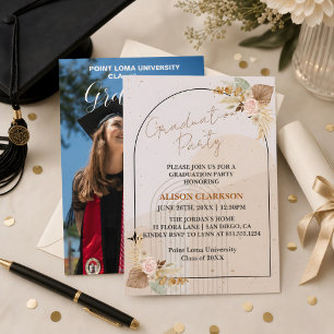 Personalized Boho Pampas Grass Graduation Party Invitation