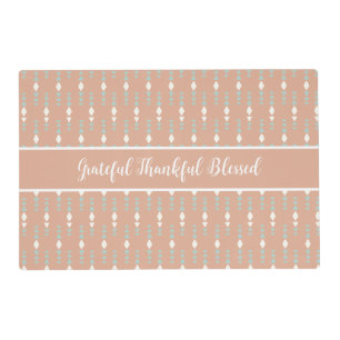 Personalized Boho Peach Sage Green White Abstract  Placemat