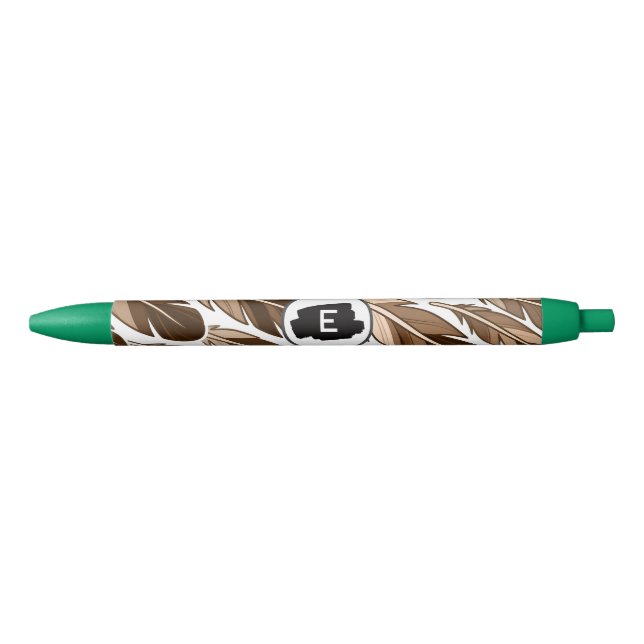 Personalized Boho Pen – Custom Monogram Brown (Front)