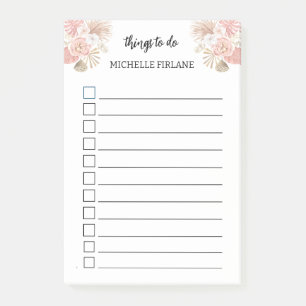 Personalized Boho Pink Florals Post-it Notes