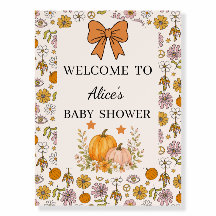 Personalized Boho Pumpkin Baby Shower Welcome Sign