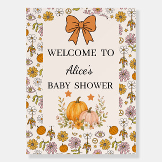 Personalized Boho Pumpkin Baby Shower Welcome Sign