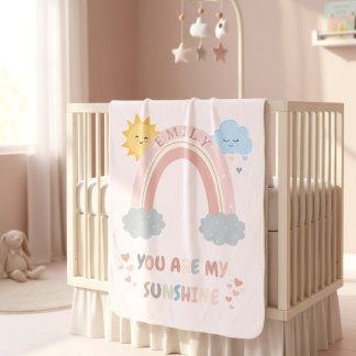 Personalized Boho Rainbow Baby Blanket