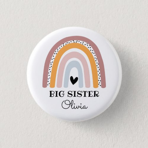Personalized Boho Rainbow Big Sister Button