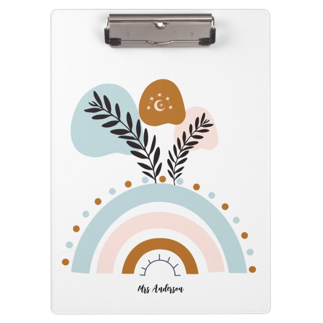 personalized boho rainbow custom clipboard (Front)