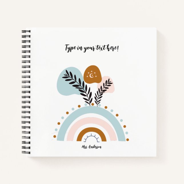 personalized boho rainbow custom notebook (Front)