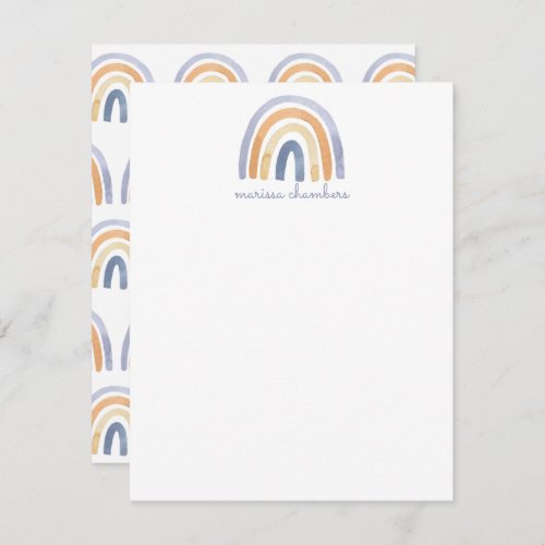 Personalized Boho Rainbow Flat Note Card
