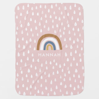 Personalized Boho Rainbow Girl Baby Blanket