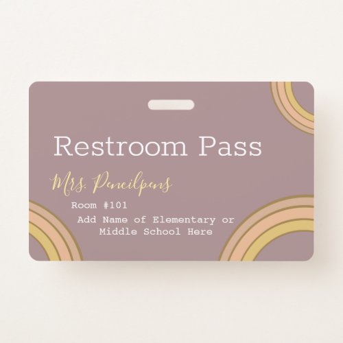 Personalized Boho Rainbow Hall Pass Badge